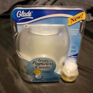 2007 Rare Glade Wisp Flameless Candle Clean Linen Scent Glass Holder NEW!! Nos